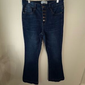 Honey & Bristle Indigo Button Front Flare Jeans 8P